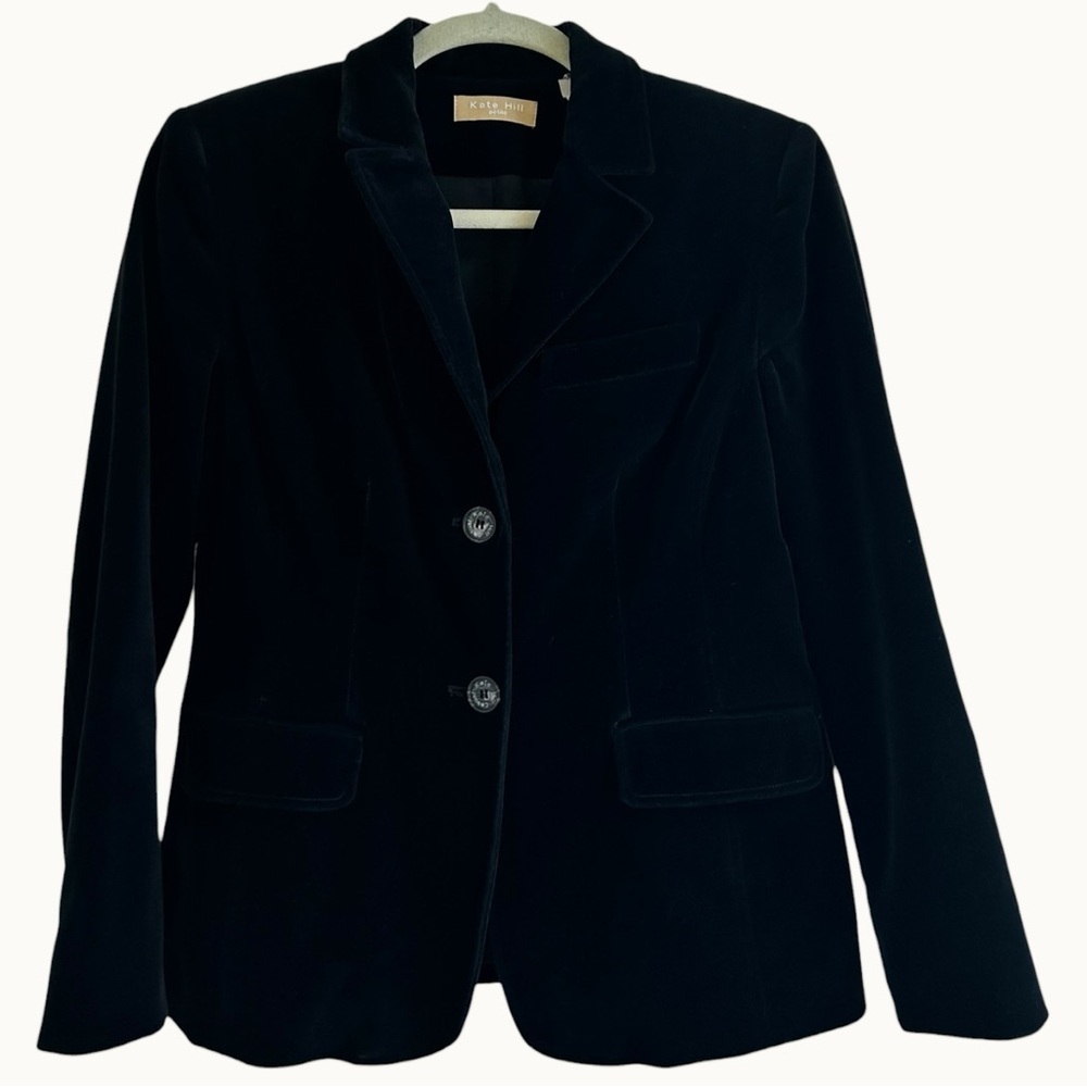 🖤 Kate Hill 2P Petite Black Velvet Blazer | Timeless Tailored Chic